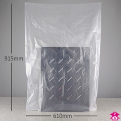 Clear High Tensile Bag - 610mm wide x 914mm long, 22 micron thickness