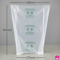 Clear Kitchen Caddy Liner - Strong (275mm opening to 400mm wide x 450mm long, 25 micron thickness. (Approx 8-12 litres))