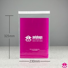 Clear Mailing Bag - C4 - 230mm wide x 325mm long, 37.5 micron thickness (C4 for A4)