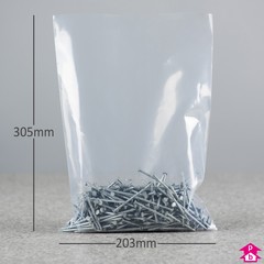 Clear Polybag - Heavy Duty - 203mm x 305mm x 125 micron (8" x 12" x 500 gauge)