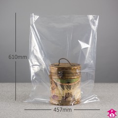 Clear Polybag (457mm x 610mm x 62.5 micron (18" x 24" x 250 gauge))