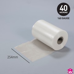 Clear Polythene Layflat Tubing (30% Recycled) (10" (254mm) wide x 532 metres long, 160 gauge thickness. (10 Kg per roll))