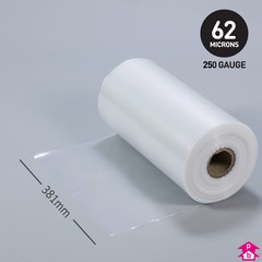 Clear Polythene Layflat Tubing (15" (381mm) wide x 336 metres long, 250 gauge thickness. (15 Kg per roll))