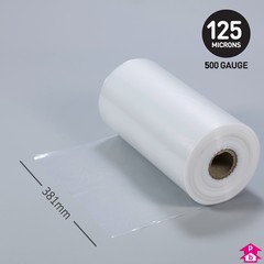 Clear Polythene Layflat Tubing (15" (381mm) wide x 168 metres long, 500 gauge thickness. (15 Kg per roll))