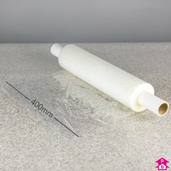 Clear Stretchwrap (Extended Core) - Extra Heavy Duty - 400mm (16") x 200m x 34 micron (136 gauge) (extended core for handheld use)