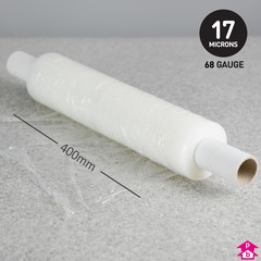 Clear Stretchwrap (Extended Core) - 400mm wide x 250 metres long, 17 micron thickness (with extended core for handheld use)