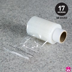 Clear Stretchwrap - Narrow (100mm wide x 150 metres long, 17 micron thickness (flush core for dispensers))