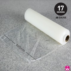 Clear Stretchwrap (400mm wide x 250 metres long, 17 micron thickness (flush core for dispensers))