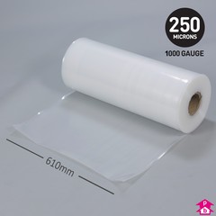 Clear Super Layflat Tubing - 24" (610mm) x 1000 gauge x 63m long (18 Kg)