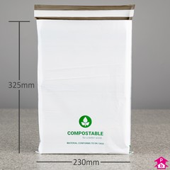 Co-Ex Compostable Mailing Bag - C4 - 230mm wide x 325mm long, 50 micron thickness. (C4 for A4)