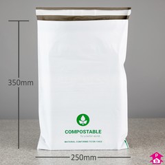 Co-Ex Compostable Mailing Bag - C4+ - 250mm wide x 350mm long, 50 micron thickness. (C4+ for A4+)