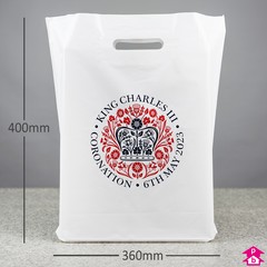 Commemorative King's Coronation Carrier Bag - 360mm wide x 400mm high x 55 micron thickness, with 100mm bottom gusset