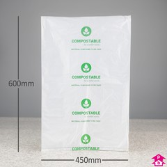 Compostable Packing Bag - Large - 450mm wide x 600mm long, 20 micron