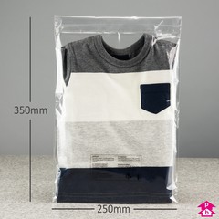 Display Bag - 250mm x 350mm + 40mm lip  30mu