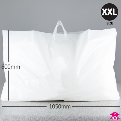 Flexi Loop Carrier Bag XX Large 1050mm wide x 600mm high x 55 micron thickness 100mm bottom gusset
