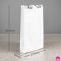 Foil Bag with Gusset - Medium - 175mm wide x 50mm gusset x 305mm high, 70 gsm