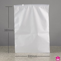 Frosted Zip Slider Bag - Medium (Shirts) (300mm x 380mm (11.75" x 15"), 70 micron (280 gauge))