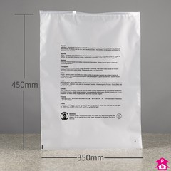 Frosted Zip Slider Safety Bag + PWN - Large (Sweaters) - 350mm x 450mm (13.75" x 17.75") , 70 micron (280 gauge)
