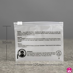 Frosted Zip Slider Safety Bag + PWN - Mini - 125mm x 90mm (5" x 3.5"), 70 micron (280 gauge)