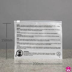 Frosted Zip Slider Safety Bag + PWN - Small - 200mm x 150mm (7.75" x 6") , 70 micron (280 gauge)