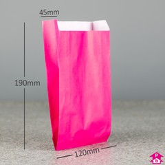 Fuchsia Paper Bag with Gusset - Small - 120mm wide x 45mm gusset x 190mm high, 60gsm
