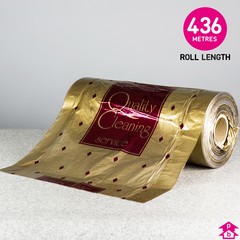Garment Covers On Roll - Printed/Clear (Unperforated) (20/24" wide x 436 metres length (for custom cut), 80 gauge thickness)