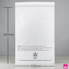 Glassine Paper Safety Bag - Perforated + PWN - Large - 350mm wide x 500mm long, 35gsm thickness (Large)