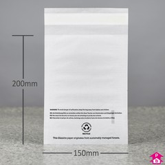 Glassine Paper Safety Bag + PWN - Small - 150mm wide x 200mm long, 35gsm thickness (Small)