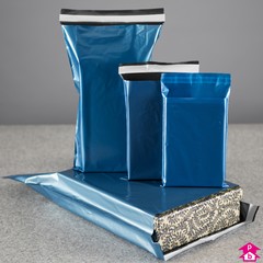 glossy blue mailorder bags