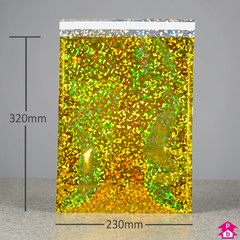 Gold C4 Holographic Mailing Bag (Internal size 230mm x 320mm (C4 for A4), 70mu thick)