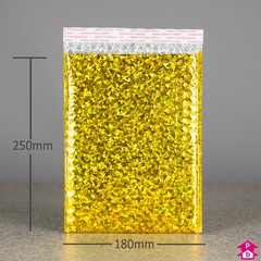 Gold C5+ Holographic Bubble Mailing Bag - Internal size 180mm wide x 250mm long (C5 for A5), 190gsm thick