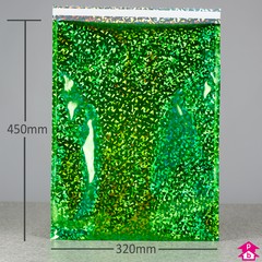 Green C3 Holographic Mailing Bag - Internal size 320mm x 450mm (C3 for A3), 70mu thick