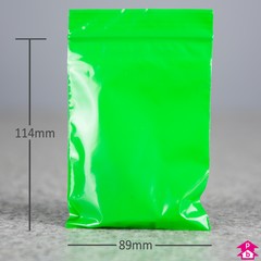 Green Grip Seal Bag (89mm x 114mm x 200 gauge)