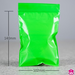 Green Grip Seal Bag (102mm x 140mm x 200 gauge)