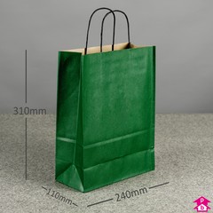 Green Paper Carrier Bag - Medium (240mm wide x 110mm gusset x 310mm high)