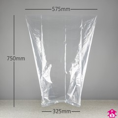 Gusseted Bag (45 Litres) - 30% Recycled - 325mm wide with gusset (opening up to 575mm wide) x 750mm long, 40 micron thickness