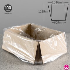 Heavy Duty Gusseted Bag (249 Litres) - 30% Recycled - 609mm wide (with gusset opening up to 1016mm wide) x 1219mm long, 100 micron thickness