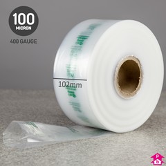 I'm Green Clear Layflat Tubing - 4" (102mm) wide x 210 metres long, 400 gauge thickness. (4 Kg per roll)