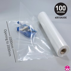 Medium Duty Builders' Roll (100% Recycled) (1m (3 ft 3 in) opens to 2m (6 ft 7 in) wide x 96m (315 feet) long x 100 micron (400 gauge), 18kg roll)