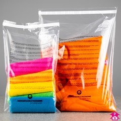multi-language biodegradable peel and seal safety bags