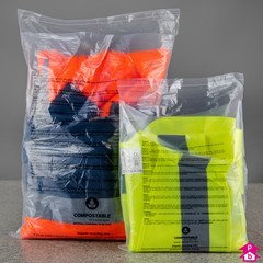 multi-language compostable peel and seal garment bags