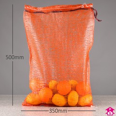 Orange Net Bag - 350mm wide x 500mm long. Holds 5Kg