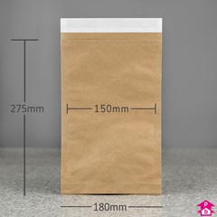 Paper Mailing Bag with Bottom Gusset - Small - 150mm wide x 275mm long + 40mm gusset, 80 gsm thickness