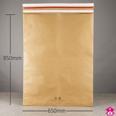 Paper Mailing Bag with Gusset and Double Sealing Strip - Jumbo - 650mm x 850mm long + 150mm gusset (26" x 33" + 6" gusset) x 100gsm
