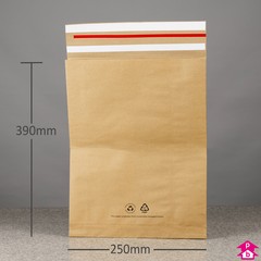 Paper Mailing Bag with Gusset and Double Sealing Strip - Medium - 250mm x 390mm + 80mm gusset (10" x 15" x 3" gusset) x 100gsm