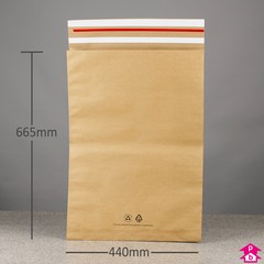 Paper Mailing Bag with Gusset and Double Sealing Strip - XXL - 440mm x 665mm long + 100mm gusset (17" x 26" + 4" gusset) x 100gsm