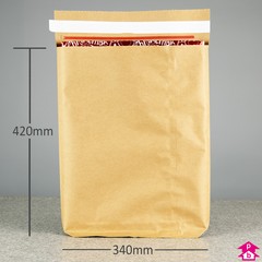 Paper Mailing Bag with Gusset - Extra Large - 340mm wide x 420mm long + 80mm gusset, 110 gsm (weight: 32g)