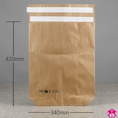 Paper Mailing Bag with Gusset - Extra Large (340mm wide x 420mm long + 80mm gusset, 110 gsm (weight: 32g))