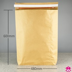 Paper Mailing Bag with Gusset - Jumbo - 480mm wide x 600mm long + 80mm gusset, 110 gsm (weight: 53g)