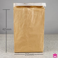 Paper Mailing Sack - Large (255mm wide with 75mm gusset x 425mm long, 140gsm thickness (2 x 70gsm))